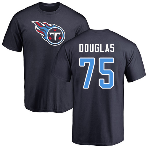 Tennessee Titans Men Navy Blue Jamil Douglas Name and Number Logo NFL Football #75 T Shirt->tennessee titans->NFL Jersey